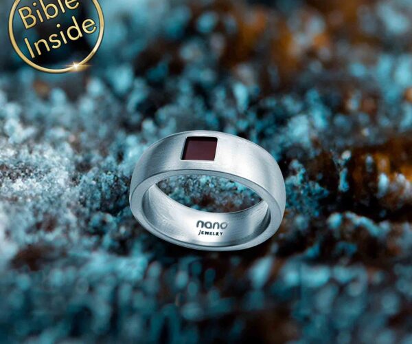 Wedding Ring Bible Verse in Modern Silver Band With Nano Technology by My Nano Jewelry